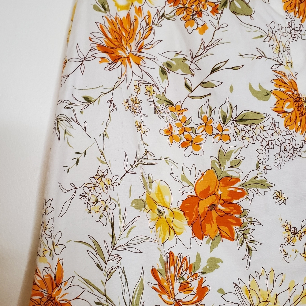 Springtime Song Orange, Green, Yellow and White Floral Print Halter Dress - Picture 13 of 16